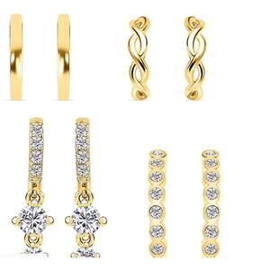 Set of 4 Simulated Diamond 1.3 ctw Earrings for Baby/Children 14 K/SS